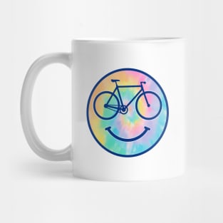 Bicycle happy smiley tie dye rainbows watercolors face Mug